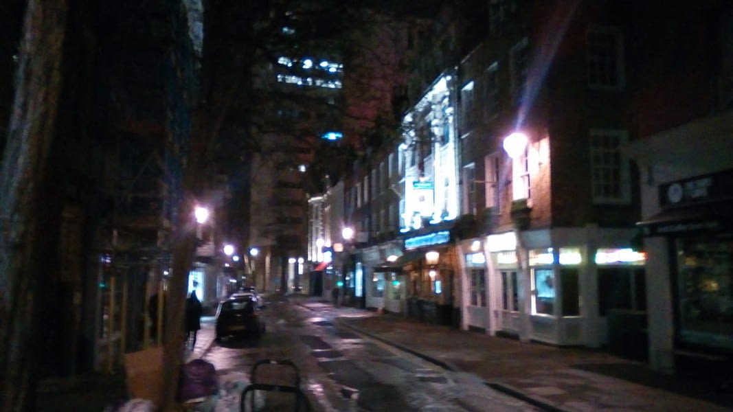 Monmouth Street, Covent Garden, deserted at 8:00pm on a Sunday evening, 15 March 2020